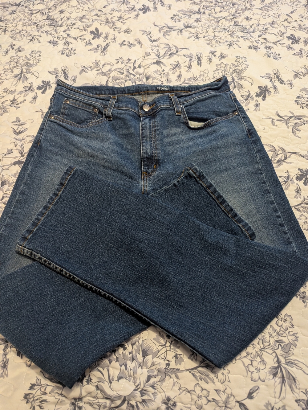 Mens George Athletic Fit Dark Blue Jeans 33x30